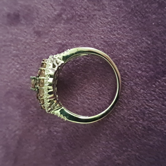 Natural Andalusite & Natural White Zircon Cluster Style Ring - Picture 7 of 7